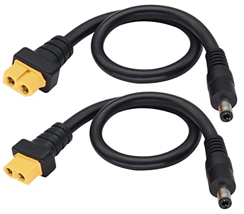 AAOTOKK DC5,5x2,5mm auf XT60 Adapterkabel Weiblich XT60 Rundstecker auf DC5,5x2,5mm Männlich Strombuchse Adapterkabel für TS100 Lötkolben,FPV Monitorstrom(DC2,5mm-M/30cm 2Stücke) von AAOTOKK