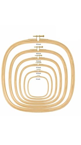 AARNAV Quadratischer Holz-Kreuzstich, quadratischer Stickrahmen, quadratischer Ringrahmen, DIY, Basteln, Nähen, quadratische Form, Stickrahmen, Größen von 20,3 cm bis 45,7 cm, wählen Sie Ihre Größe von AARNAV