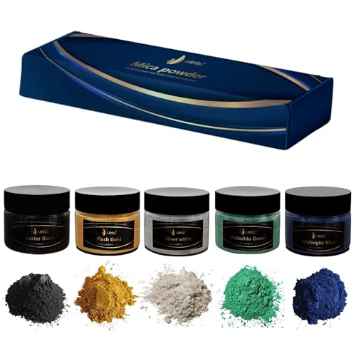 Epoxidharz Farbe Metallic (5x20g Jars) Set, AArtsZ Mica Powder Pulver, Epoxy Resin Farbe, Pigment, Farbpigmente, Pigmentpulver Farben für Kosmetisches Qualität, Niveau Lipgloss von AArtsZ