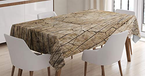 ABAKUHAUS Bauholz Tischdecke, Holz Natur Wald, Personalisierter Druck mit Klaren Farben Waschbar Wasserfest kein Verblassen, 140 x 240 cm, Braun von ABAKUHAUS