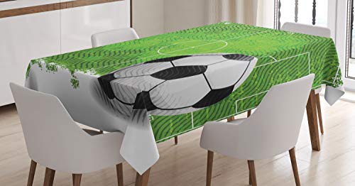 ABAKUHAUS Fußball Tischdecke, Grunge Fußball Design, Für den Inn und Outdoor Bereich geeignet Waschbar Druck Klar Kein Verblassen, 140 x 200 cm, Weiß Schwarz Grün ABAKUHAUS Fußball Tischdecke, Grunge Fußball Design, Für den Inn und Outdoor Bereich geeignet Waschbar Druck Klar Kein Verblassen, 140 x 200 cm, Weiß Schwarz Grün von ABAKUHAUS
