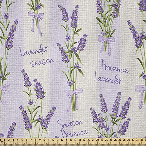 ABAKUHAUS Lavendel Microfaser Stoff als Meterware, Streifen und Blumen, Deko Basteln Polsterstoff Textilien, 2M (230x200cm), Lila von ABAKUHAUS