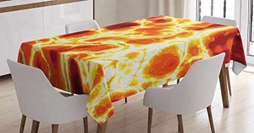 ABAKUHAUS Orange Tischdecke, Heißes brennendes Lava-Feuer, Für den Inn und Outdoor Bereich geeignet Waschbar Druck Klar Kein Verblassen, 140 x 170 cm, Orange Gelb von ABAKUHAUS