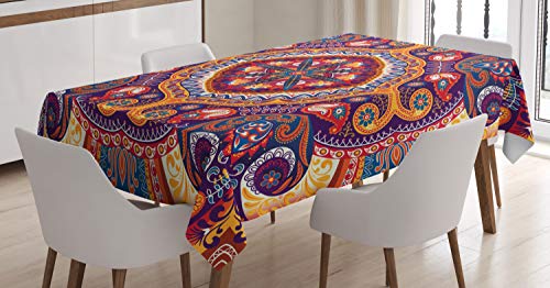 ABAKUHAUS Paisley Tischdecke, Blumenteppich, Schmutzabweisend Pflegeleicht Waschbar Druck Mit Klaren Farben ohne Verblassen, 140 x 240 cm, Lila Rot ABAKUHAUS Paisley Tischdecke, Blumenteppich, Schmutzabweisend Pflegeleicht Waschbar Druck Mit Klaren Farben ohne Verblassen, 140 x 240 cm, Lila Rot von ABAKUHAUS