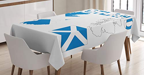 ABAKUHAUS Schottland Tischdecke, Landkarte und die Flagge, Druck mit Klaren Farben ohne Verblassen Waschbar für innen oder Außen Bereich, 140 x 200 cm, Kobalt-Blau-Weiß ABAKUHAUS Schottland Tischdecke, Landkarte und die Flagge, Druck mit Klaren Farben ohne Verblassen Waschbar für innen oder Außen Bereich, 140 x 200 cm, Kobalt-Blau-Weiß von ABAKUHAUS