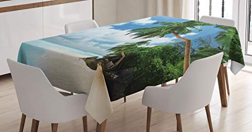 ABAKUHAUS Urwald Tischdecke, Palm Leaf Island Lagune, Für den Inn und Outdoor Bereich geeignet Waschbar Druck Klar Kein Verblassen, 140 x 170 cm, Grünes blaues Aqua ABAKUHAUS Urwald Tischdecke, Palm Leaf Island Lagune, Für den Inn und Outdoor Bereich geeignet Waschbar Druck Klar Kein Verblassen, 140 x 170 cm, Grünes blaues Aqua von ABAKUHAUS