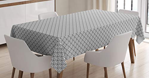 ABAKUHAUS japanische Welle Tischdecke, Oriental Squama, Schmutzabweisent mit Modernster Druck Technologie Waschbar Klare Farben, 140 x 170 cm, Schwarz und Grau ABAKUHAUS japanische Welle Tischdecke, Oriental Squama, Schmutzabweisent mit Modernster Druck Technologie Waschbar Klare Farben, 140 x 170 cm, Schwarz und Grau von ABAKUHAUS
