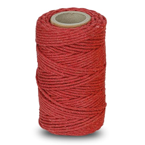 ABAZO Baumwollschnur, Baumwollgarn, Bunte Baumwoll-Bastelschnur zum Aufhängen, Pflanzenaufhänger, Basteln, Stricken, 50 Meter, Mix kolor (ROT) von ABAZO