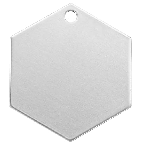 ABBECIAO 32 mm sechseckiger Aluminium-Stempelrohling für Haustier-ID-Tagen-Schlüsselanhänger, 14 Gauge. von ABBECIAO