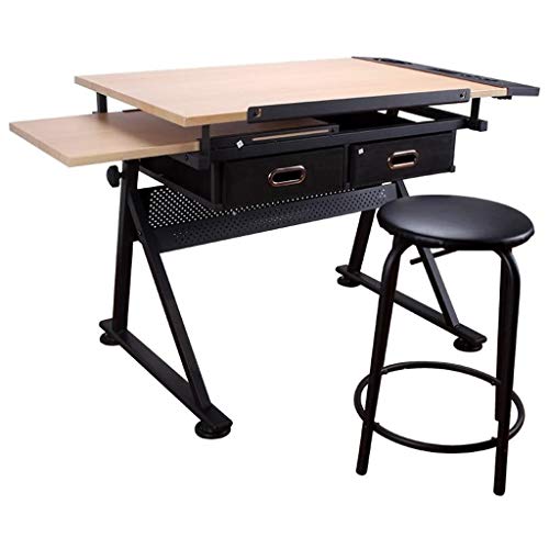 ABBNIA Zeichentische Höhenverstellbarer Zeichentisch Neigbarer Basteltisch Mit Stauraum Ahornplatte Kunsttisch Für Den Home-Office-Zeichentisch von ABBNIA