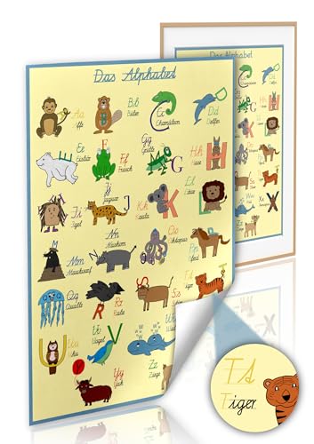 Deine Schulhelden ABC Lernposter DIN A2 - Schulausgangsschrift Alphabet Bild Poster für Kinder - Laute und Buchstaben von A bis Z - Ideal für Grundschule, Vorschule und Kindergarten von ABC Deine Schulhelden