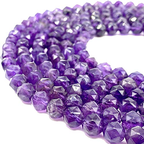 ABC GEMS USA ABCGEMS brasilianische Amethyst-Perlen (fortschrittliche Sternschnitt-Technik für optimale Lichtstreuung und Funkeln), Chakra-Energie, Diamantschliff, doppelherzig, Satellit, 8 mm von ABC GEMS USA