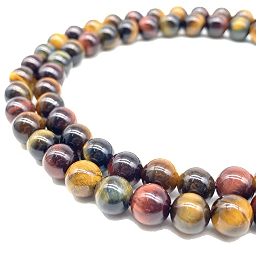 ABCGEMS Afrikanische dreifarbige Tigerauge-Perlen (wunderschöne Matrix- Mohs-Härte 7) Heilchakra-Energie-Kristallstein, ideal für Armbänder, Halsketten, Ringe, DIY, Schmuckherstellung, rund, 8 mm von ABC GEMS USA