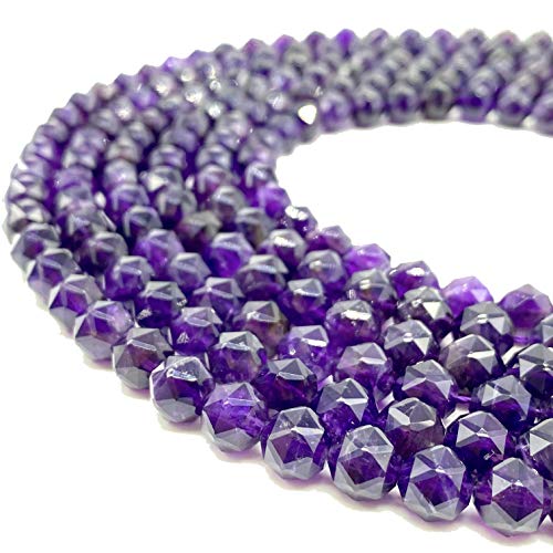 ABCGEMS Afrikanische dunkelste Amethyst-Perlen (fortschrittliche Sternschnitt-Technik für optimale Lichtstreuung und Funkeln), Chakra-Energie, diamantierter Doppelherz-Satellit, winzig, 6 mm von ABC GEMS USA