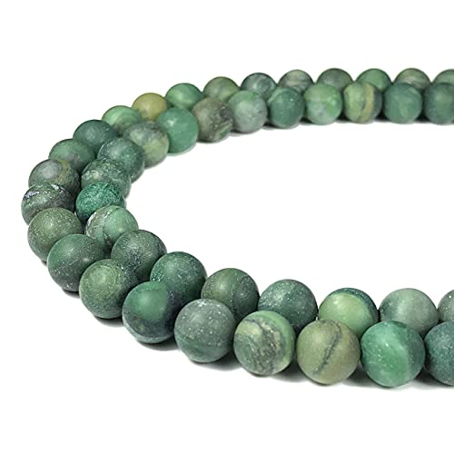 ABCGEMS Matte afrikanische smaragdgrüne Verdit-Perlen (AKA afrikanische Jade, nicht gewachst, nicht poliert) natürliche Edelsteine DIY Schmuckherstellung - Männer, Frauen, Heilung, Energie, rund, 8 mm von ABC GEMS USA