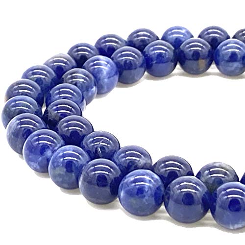 ABCGEMS Namibische Midnight Sodalith-Perlen aus Afrika – Erongo-Gebirge (exklusiv geschnitten für tiefblaue Farbe und minimale weiße Äderung), A+++, glatt, rund, 6 mm, winzig von ABC GEMS USA