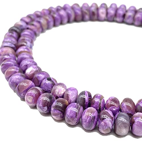 ABCGEMS brasilianische violette Muscovit-Perlen AKA lila Mica-Lepidolith (extrem seltener Stein mit wunderschönem Blitz, oft verwechselt mit Charoit und Sugilit), heilender Chakra-Stein, klein, 6 mm von ABC GEMS USA