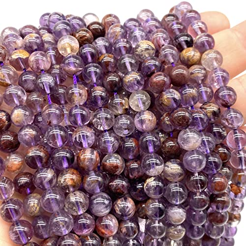 ABCGEMS Brasilianische dunkle Superperlen (Cacoxenit, Amethyst, Lepidocrocit, Goethit, Rutil, Rauchquarz und Kristallquarz), Schmuckherstellung, Heilenergie, glatt, rund, 6–7 mm, winzig von ABC GEMS USA