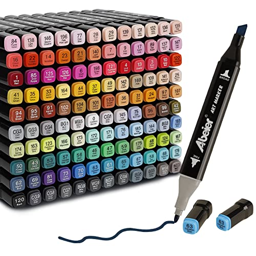 120 Farben Filzstifte Set, Art Marker Twin Tip Marker Textmarker Stift Set, Alkoholmarker für Kinder Student Anfänger, Hervorheben, Skizzieren, Zeichnen, Ausmalen mit Tragetasche von ABEIER