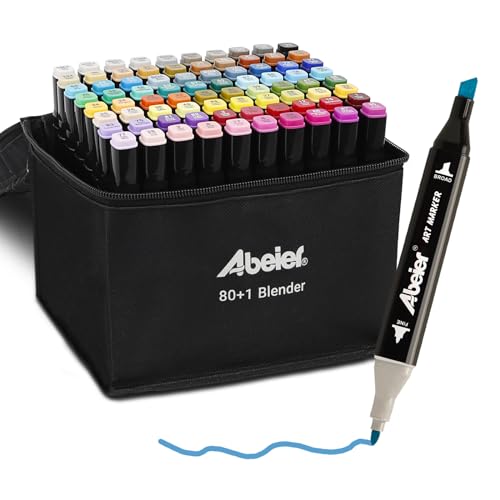 80+1 Farben Filzstifte,Dual Tips Twin Marker Set Alkohol Marker Set,Art Marker Pens Textmarker Stift Set zum Zeichnen für Kinder Erwachsene Manga Skizzieren Kalligraphieren von ABEIER