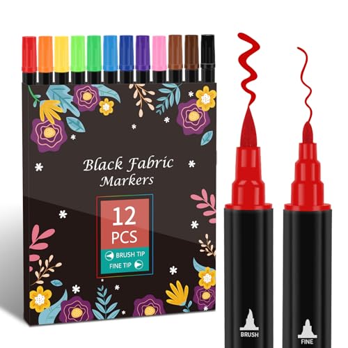 ABEIER 12 Stoffmarker, Doppelspitze, Stoffmarker, Stifte-Set, waschbar, widerstandsfähig, Stoffmalstifte, permanent für Kleidung, zum Personalisieren von Hemden, Taschen, Hüten, Leinwand ABEIER 12 Stoffmarker, Doppelspitze, Stoffmarker, Stifte-Set, waschbar, widerstandsfähig, Stoffmalstifte, permanent für Kleidung, zum Personalisieren von Hemden, Taschen, Hüten, Leinwand von ABEIER
