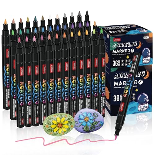 ABEIER Acrylstifte für Steine Wasserfest,Acrylstifte Marker Stifte,36 Farben Permanent Marker Stifte,Steine Bemalen Acrylstifte Paint Pen für DIY,Leinwand, Papier, Glasmalerei,Keramik von ABEIER