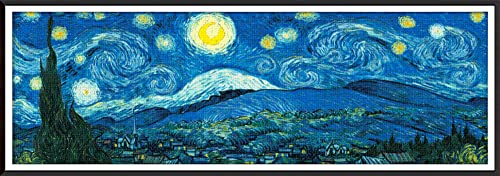 ABEUTY Kreuzstich-Set, Van Gogh's Sternennacht für Erwachsene, vorgedruckt oder nicht, DIY 14 Count Stickerei Nähen Starter Kit gestempelt oder ungestempelt DMC Handarbeit einfache Anfänger von ABEUTY