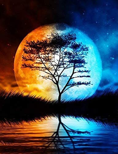 Diamond Painting Full Set, ABEUTY DIY 5D Diamant Painting Herbst Winter Baum Teich Mond Diamant Malerei Malen nach Zahlen Kreuzstich Crystal Diamond Art Kits von ABEUTY