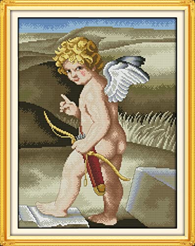 Kreuzstich-Sets, einfache Muster, Stickerei für Erwachsene, vorgedruckt, ABEUTY Little Angel Boy 14 CT Needlework Kit DIY Artwork Home Wall Decoration von ABEUTY