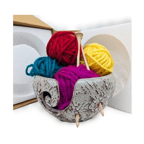 Festive Deals – Keramik-Garnschalen, 15,2 x 10,2 cm, handgefertigter Garnhalter, dekorative Strickschale für Stricker, tolles Geschenk für Häkelliebhaber von ABHANDICRAFTS, Dunkelbraun, 6X4 von AB Handicrafts