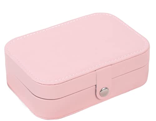 ABNNHK Schmuckschatulle, Schmucketui, einfache Schmuckschatulle, Kunstleder, 2-lagig, Schmuck-Organizer, Display, Aufbewahrung, Schmuckhalter (Rosa, 16 x 12 x 5 cm) von ABNNHK