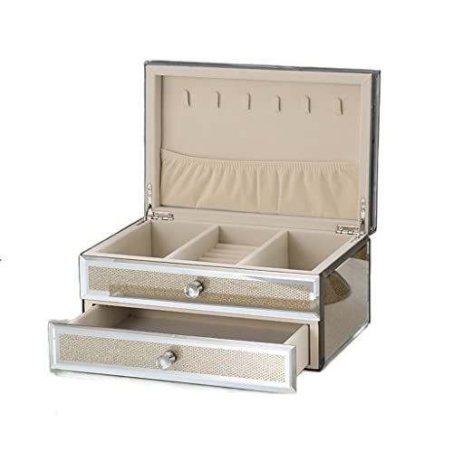 ABNNHK Schmuckschatulle, Schmuckschatulle aus Glas, Schmuck-Organizer, Elegante Aufbewahrungsbox für Ohrringe, Ringe, Halsketten, Schmuck, Präsentationsboxen, Geschenk für Frauen und Mädc von ABNNHK