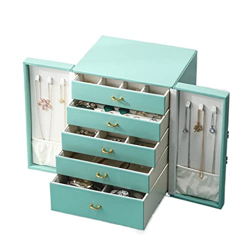 ABNNHK Schmuckschatulle, große Schmuckschatulle, Leder, Schmuck-Organizer, Aufbewahrungskoffer mit 5 Schubladen, Schmuckschatulle für Mädchen, für Ohrringe, Ringe, Geschenk, Schmuckhalter von ABNNHK