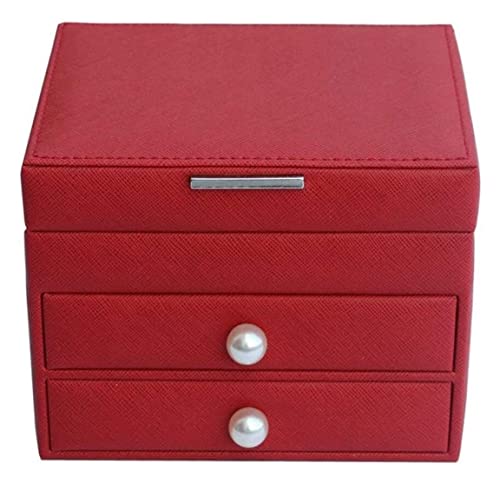 ABNNHK Schmuckschatulle aus PU-Leder, europäischer Stil, 3-lagige Aufbewahrungsbox für Halsketten, Armbänder, Ringe, Ohrringe, Schmuckaufbewahrungsbox, Schmuckhalter (Farbe: Pink, Größe: von ABNNHK