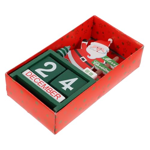 1Stk Weihnachtskalender aus Holz Feiertags-Countdown Countdown-Kalenderblöcke weihnachtsdeko für weihnachtgeschenkideen Weihnachtsschmuck Weihnachtsfiguren-Kalender Green ABOOFAN von ABOOFAN