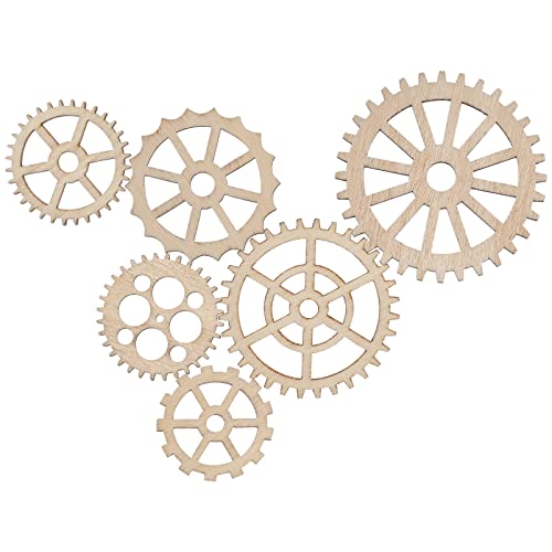 50Pcs Wooden Gear Wheels Decoration, Mini Wooden Gear Puzzle Buttons, Unfinished Blank Gear Wheel Wooden Pieces Tags for DIY Crafts, Wall Home Decor von ABOOFAN