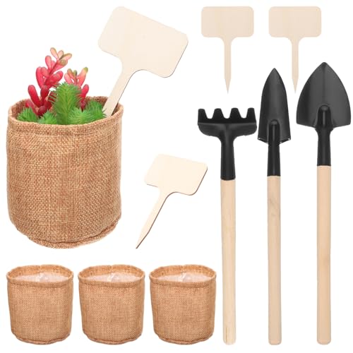 ABOOFAN 1 Satz Gartenwerkzeug-Set Gartenarbeit zubehör süße Gartengeräte Mini-Schaufel Bonsai-Kit kleine Gartengeräte Topfwerkzeug Mini-Rechen für die Gartenarbeit kleine Schaufel Leinen- von ABOOFAN