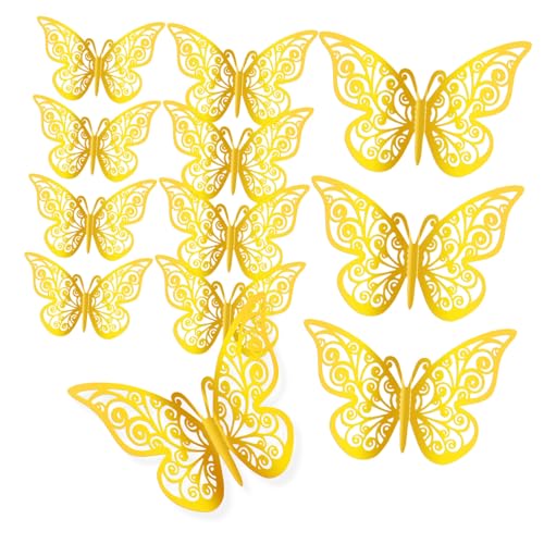 ABOOFAN 1 Satz Schmetterling Wandtattoo Ballonbogen Gänseblümchen Ballons Wandtattoos Schmetterlingshochzeitsaufkleber Hochzeitsabziehbilder Abnehmbare Wanddekoration Golden Papier 12st von ABOOFAN