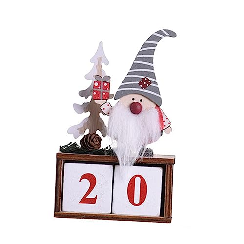 ABOOFAN 1 Satz Weihnachtskalender-ornamente Countdown Desktop-weihnachtskalender Weihnachtsmann Nummer Zählen Wandkalender Monat Datumsanzeige Kalender Szene Advent Grey Hölzern von ABOOFAN