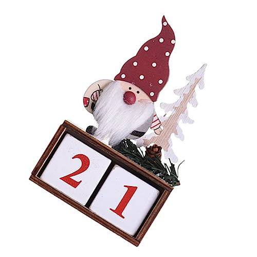 ABOOFAN 1 Satz Weihnachtskalender-ornamente Weihnachtskalenderverzierungen Desktop- Adventskalender Countdown Süße Urlaubsdekoration Szene Desktop-weihnachtskalender Hölzern Rot von ABOOFAN