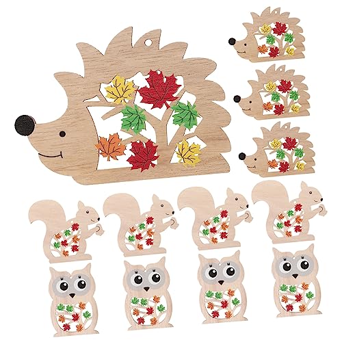 ABOOFAN 12st Tierische Holzschnitzereien Tischdekoration Baumschmuck Miniaturtiere Spielzeugtiere Desktop-Ornament Für Das Büro Cartoon-Tiere Basteln Kuh Weihnachtsschmuck Igel von ABOOFAN