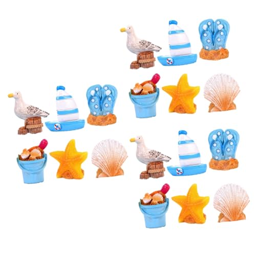 ABOOFAN 18 Stück Desktop Ornamente Meereslebewesen Dekoration Miniatur Dekoration Mini Strand Segelboot Ornament Nautische Figuren Heimdekoration Mini Strandfiguren von ABOOFAN