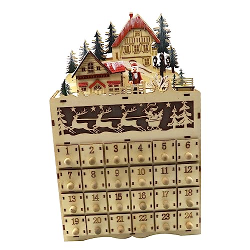 ABOOFAN 1Stk Weihnachts-Countdown-Kalender Weihnachtsschmuck Kinderkalender leerer adventskalender zum selbst befüllen Weihnachtsdeko Holz weihnachts party Zeitschreiber kalender von ABOOFAN