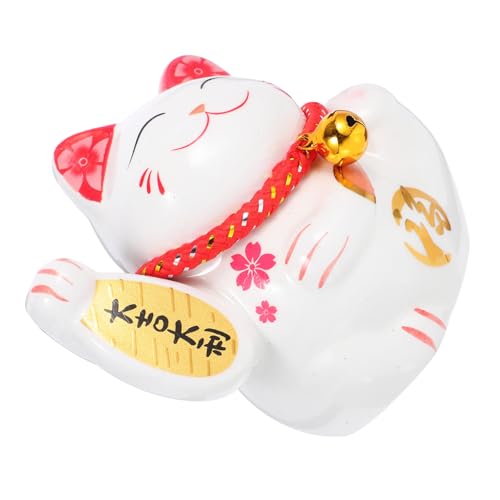 ABOOFAN 1stk Glückliche Katzenverzierung Zur Geschäftseröffnung Party Neko Japanische Maneki Groß Armaturenbretter Für Den Autoinnenraum Vermögen Katzennäpfe Tag Weiß Keramik von ABOOFAN