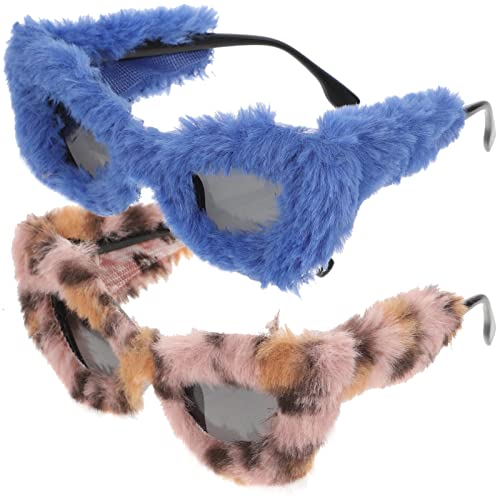 ABOOFAN 2 Stücke Plüsch Fuzzy Sonnenbrille Plüsch Brillen Punk Weiche Augenschatten Damen Handgemachte Party Maskerade Brillen Lustige Sonnenbrillen Für Mädchen von ABOOFAN