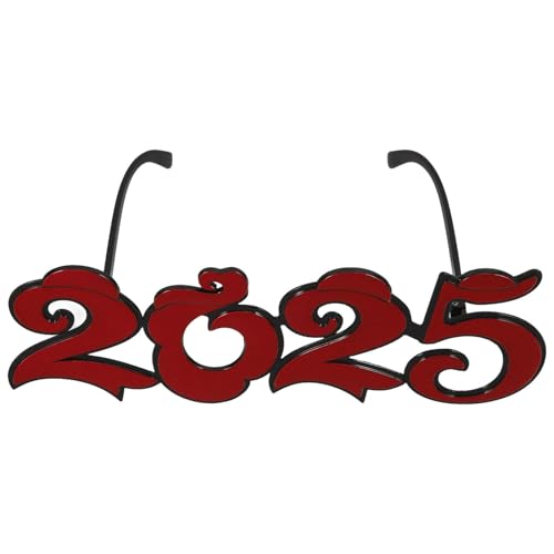 ABOOFAN 2025-Brille 2025-Neujahrsbrille Glitzernde Zahl Abschlussbrille Klasse Von 2025 Kostümparty Sonnenbrille Halloween-Party -Requisiten Rot von ABOOFAN