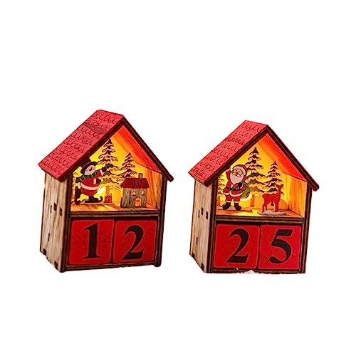 ABOOFAN 2St Kalender aus Holz für den einzug weihnachtsgeschenke weihnachtliche Tischdekoration Advents-Countdown-Kalender für Weihnachten Ornamente weihnachtskalender rot von ABOOFAN