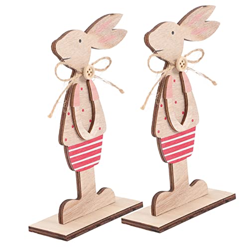 ABOOFAN 2St Osterdekorationen Osterspielzeug Tischschild Osterhase lustig Osterhasen-Plüsch Ostern mitgebsel austecherformen Ostern tischdeko Hasenschild aus Holz -Holzschild hölzern von ABOOFAN