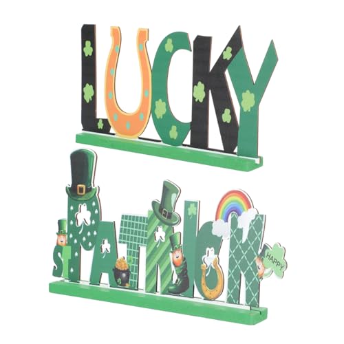 ABOOFAN 2St hölzerne Ornamente Mittelstücke Tag Patricks Boho adventsgeschenke bürodeko Desktop Adornment qridor grün Desktop-Ornamente aus Holz lustige Foto Requisiten Green von ABOOFAN