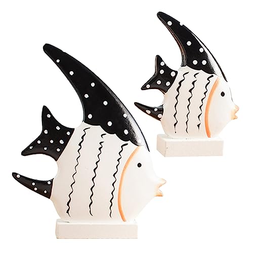 ABOOFAN 2st Fischverzierung Tischdekoration Nautische Figuren Kaiserfisch-Ornament Tropisches Fischmodell Fisch-skulptur Meerestierfiguren Strandschmuck Seefischdekor Holz von ABOOFAN